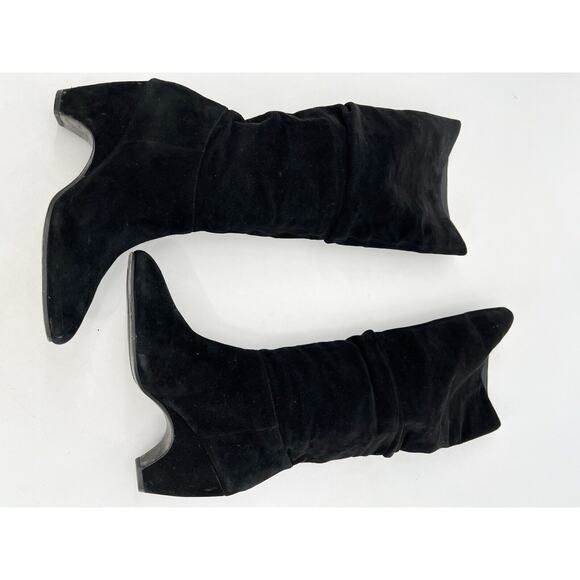 Eileen Fisher Slouched Tall Heeled Boots Women’s Black Suede Women's 9 Classic - Picture 6 of 11